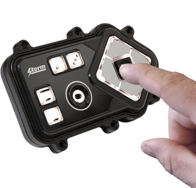 Finger touching accessible keypad