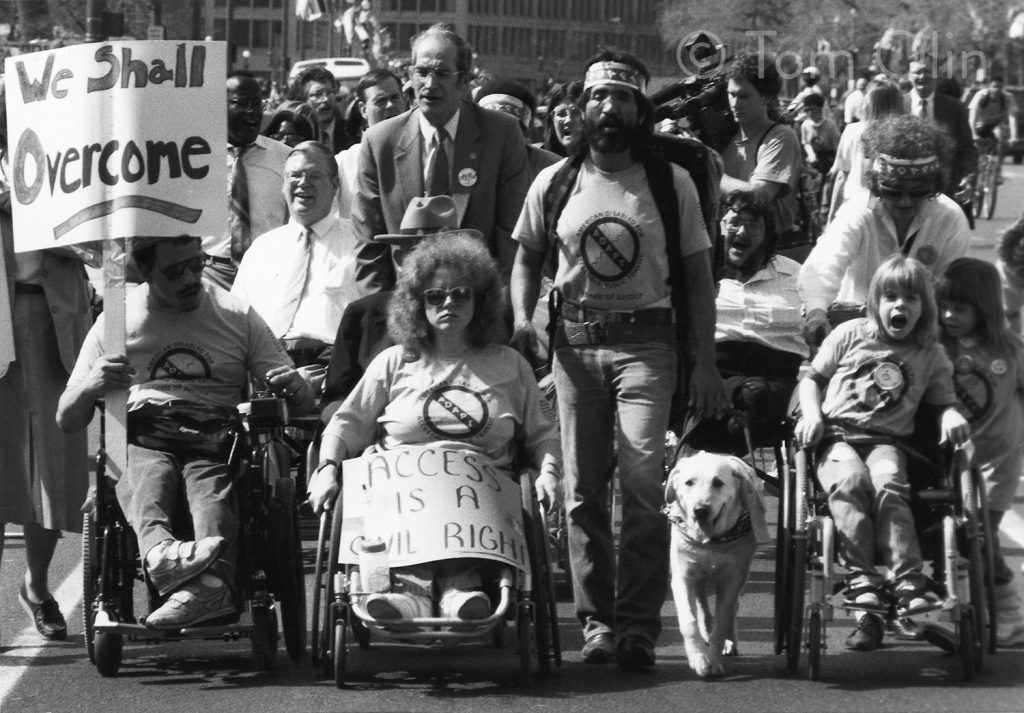 A photo by Tom Olin of the protesters at the 504 sit-in