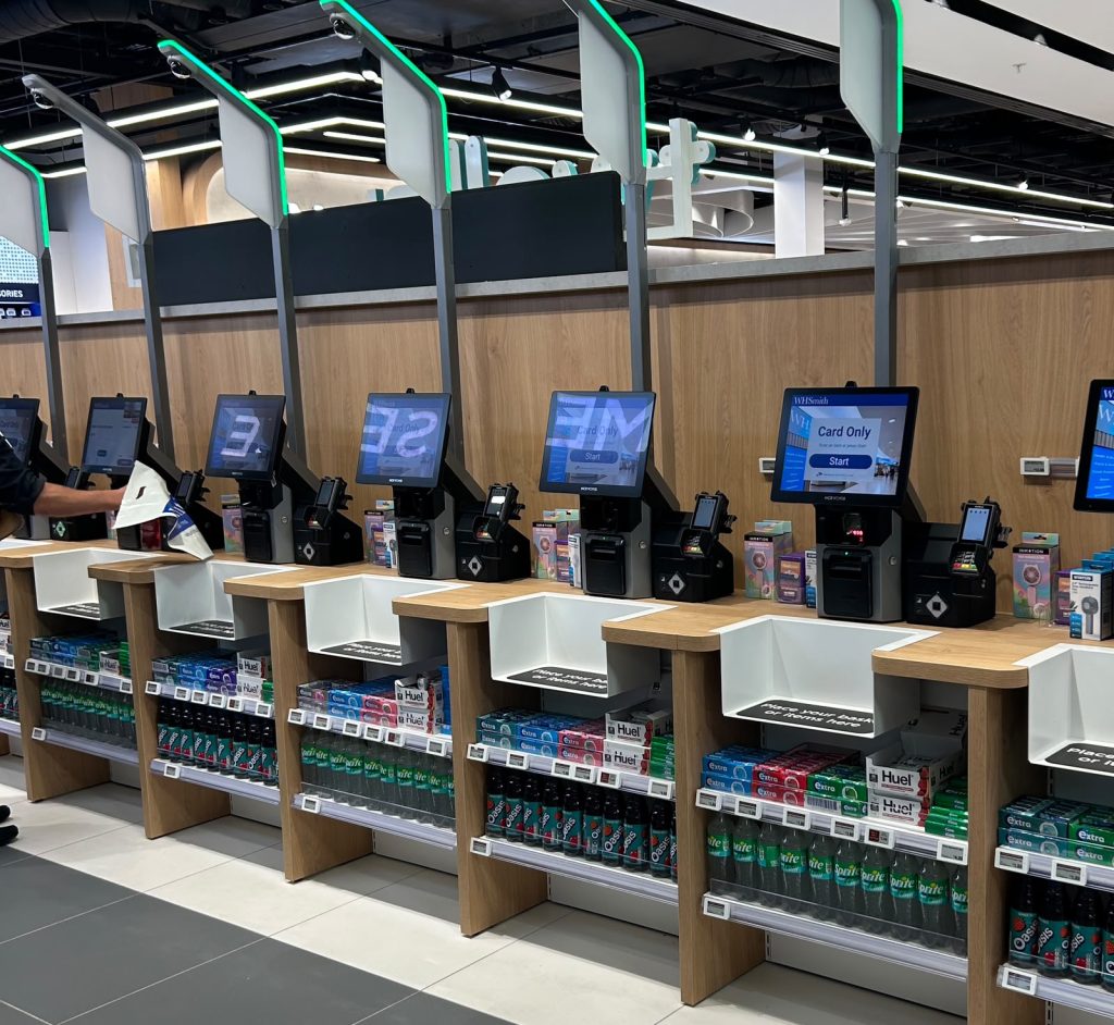 Self-check-outs featuring Storm's AudioNav